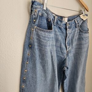 Universal Thread 90s Mid Rise Baggy Jeans Gold Stud Button Fly Sz 16 NWT